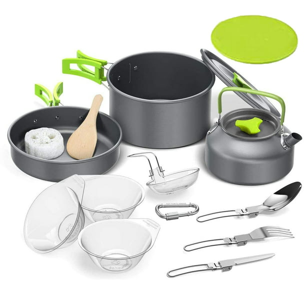 Camping Cooking Set Outdoor Cookware Cook Pan Hiking Picnic Pot Stainless Steel